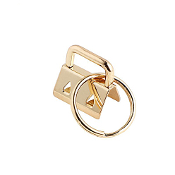 Light Gold Le ruban de fer se termine par un anneau fendu porte-clés, pour la fabrication de fermoir à clé, or et de lumière, anneau: 24x1.5 mm, Fin: 21x21x14 mm