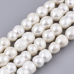 Seashell Color Natural Baroque Pearl Keshi Pearl Beads Strands, Cultured Freshwater Pearl, Number 8, Seashell Color, 12~17x8~10mm, Hole: 0.6mm, about 23~25pcs/Strand, 14.57 inch(37cm)