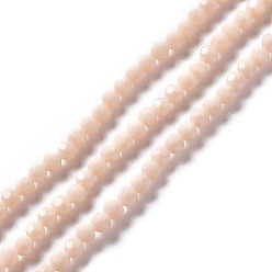 Bisque Faceted(32 Facets) Glass Beads Strands, Round, Bisque, 4mm, Hole: 1mm, about 99~107pcs/strand, 14.09~15.43''(35.8~39.2cm)