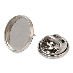 Stainless Steel Color 304 Stainless Steel Brooch Findings, Brooch Base Settings, Flat Round, Stainless Steel Color, 14x2mm, Tray: 12.5mm