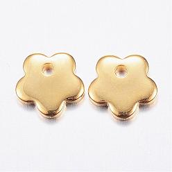 Golden 201 Stainless Steel Charms, Flower, Golden, 7x7x1.2mm, Hole: 1mm