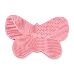 Pink Silicone Makeup Cleaning Brush Scrubber Mat Portable Washing Tool, with Suction Cup, Butterfly Shape, for Men and Women by Dylonic, Pink, 17.5x23x0.8cm