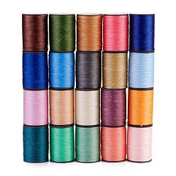 Couleur Mélangete Ficelle de fil de polyester ciré plat, cordon micro macramé, pour la couture de cuir, couleur mixte, 0.8~0.9x0.3mm, environ 109.36 yards (100m)/rouleau