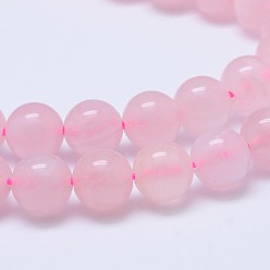 Розовый Кварц Натуральный мадагаскар розовый кварц бисер strads, класс А, круглые, 8 мм, отверстие : 1 мм, около 39 шт / нитка, 15.5 дюйм
