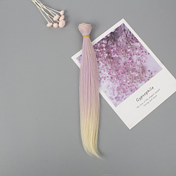 Lila Peluca de muñeca de peinado largo y recto de fibra de alta temperatura, para diy girl bjd makings accesorios, lila, 25~30 cm