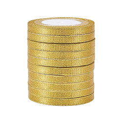Золотистый Блестящая металлическая лента, блеск ленты, золотые, 3/8 дюйм (9~10 мм), около 25 ярдов / рулон, 10 рулоны / группа