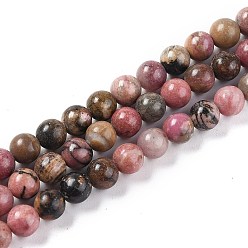 Rhodonite Natural Rhodonite Beads Strands, Round, 6mm, Hole: 0.6mm, about 63pcs/strand, 14.96 inch(38cm)