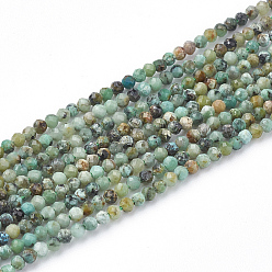 Turquoise Africaine Brins de perles turquoises africaines naturelles (jaspe), ronde à facettes, 2mm, Trou: 0.3mm, Environ 230 pcs/chapelet, 15.7 pouce