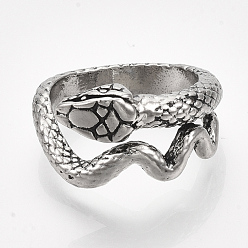 Plata Antigua Aleación anillos de dedo del manguito, serpiente, plata antigua, tamaño de 8, 18 mm