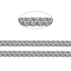 Platinum Brass Twisted Chains, Curb Chains, Unwelded, with Spool, Oval, Lead Free & Nickel Free & Cadmium Free, Platinum, 1.8x1x0.36mm, about 301.83 Feet(92m)/roll