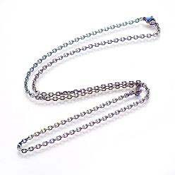 Rainbow Color Revestimiento iónico (ip) 304 collares de cadena tipo cable de acero inoxidable, con cierre de langosta, color del arco iris, 19.68 pulgada (50 cm)