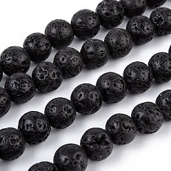 Lava Rock Natural Lava Rock Bead Strands, Round, 8mm, Hole: 1mm, about 50pcs/strand, 15.7 inch