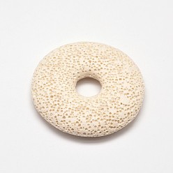 Beige Grands pendentifs en pierre de lave naturelle, teint, beige, 50x11mm, Trou: 10mm