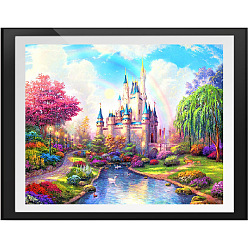 Castle DIY Scenery Theme Diamond Painting Kits, Including Canvas, Resin Rhinestones, Diamond Sticky Pen, Tray Plate and Glue Clay, Castle Pattern, 400x300mm