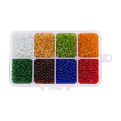 Mixed Color 8/0 Round Glass Seed Beads, Mixed Style, Mixed Color, 3mm, Hole: 0.8mm, about 4200pcs/box