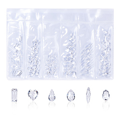 Clear Resin Rhinestone Cabochons, Nail Art Decoration Accessories, Mixed Shapes, Clear, 120pcs/bag
