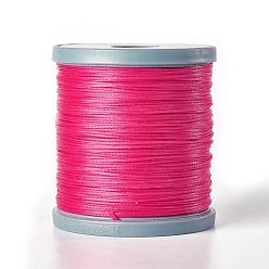 Fuchsia Waxed Polyester Cord, Micro Macrame Cord, Bracelets Making Cord, for Leather Projects, Handcraft, Bookbinding, Flat, Fuchsia, 0.8x0.2mm, about 164.04 yards(150m)/roll