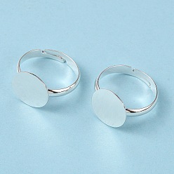 Plata Bases del anillo del cojín de latón, sin plomo y cadmio, ajustable, el color plateado de plata, 12 mm