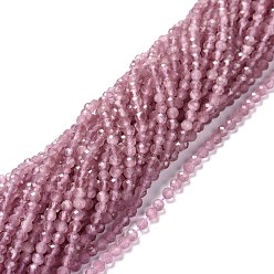 Old Rose Cat Eye Beads Strands, Round, Faceted, Old Rose, 3mm, Hole: 0.2mm, 14.17 inch(36cm), 122pcs/strand
