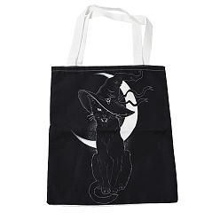 Cat Shape Canvas Tote Bags, Reusable Polycotton Canvas Bags, for Shopping, Crafts, Gifts, Cat Shape, 59cm