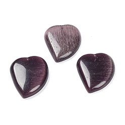 Púrpura Colgantes de ojo de gato, encantos del corazón, púrpura, 43x34x8 mm, agujero: 1.4 mm
