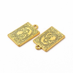 Oro Antiguo Colgantes de la aleación de estilo tibetano, rectángulo con amuleto de tarot, el mundo xxi, oro antiguo, 23x14x1.5 mm, agujero: 2 mm