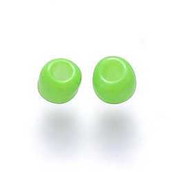 Verde Lima 6/0 cuentas redondas de vidrio para pintura para hornear, verde lima, 4~5x3~4 mm, agujero: 1~2 mm, sobre 4500 unidades / libra