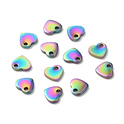 Rainbow Color 304 encantos de acero inoxidable, estampar etiqueta en blanco, corazón, color del arco iris, 5x6x1 mm, agujero: 1 mm