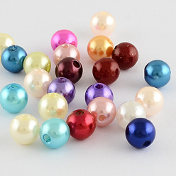 Couleur Mélangete Perles rondes en plastique imitation abs, couleur mixte, 20mm, trou: 2.5 mm, environ 120 pcs / 500 g