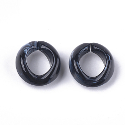 Черный Акриловые связей кольца, разъемы для быстрой связи, для изготовления ювелирных цепочек, Стиль имитация драгоценных камней, кольцо, чёрные, 19.5x18x8 мм, Отверстие : 11.5x10.5 мм , около 420 шт / 500 г