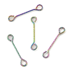 Rainbow Color Ion Plating(IP) 316 Surgical Stainless Steel Eye Pins, Double Sided Eye Pins, Rainbow Color, 24 Gauge, 20x3.5x0.5mm, Hole: 2.4X1.8mm