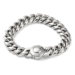 Stainless Steel Color 304 Stainless Steel Cuban Link Chains Bracelets for Men & Women, Stainless Steel Color, 9-1/8 inch(23.1cm)