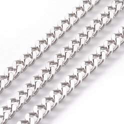 Stainless Steel Color 304 Stainless Steel Twisted Chains Curb Chain, Unwelded, for Men's Chain Necklace Making, with Spool, Stainless Steel Color, 5x4x1mm, about 164.04 Feet(50m)/roll