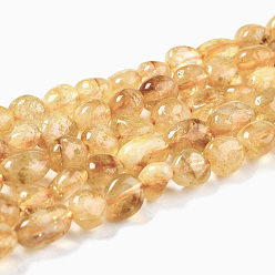 Citrine Natural Citrine Beads Strands, Nuggets, Tumbled Stone, Dyed, 8~11x7.5~9x4.5~7mm, Hole: 0.8mm, about 42pcs/strand, 15.94''(40.5cm)