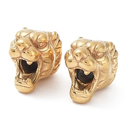 Golden Ion Plating(IP) 304 Stainless Steel Beads, Tiger, Golden, 11x8x9.5mm, Hole: 2.5mm