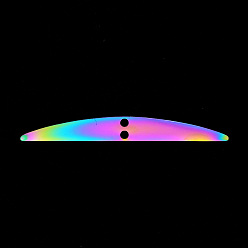 Rainbow Color 201 liens en acier inoxydable, pour création de la boucle d'oreille , lune, Coupe au laser, couleur arc en ciel, Jauge 18, 5x43x1mm, Trou: 1.5mm