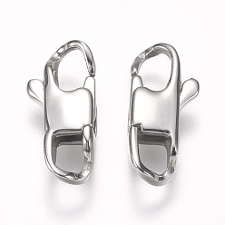 Stainless Steel Color 304 Stainless Steel Lobster Claw Clasps, Stainless Steel Color, 16x7x3.5mm, Hole: 3x4mm