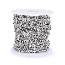 Stainless Steel Color 304 Stainless Steel Cable Chains, Satellite Chains, Decorative Chains, with Spool, Rondelle Beads, Soldered, Stainless Steel Color, 2.5x2x0.5mm, about 82.02 Feet(25m)/roll