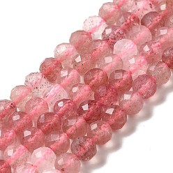 Strawberry Quartz Natural Strawberry Quartz Beads Strands, Faceted, Round, 6~6.5mm, Hole: 0.8mm, about 65pcs/strand, 15.35''(39cm)