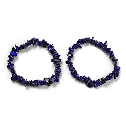 Lapis Lazuli Natural Lapis Lazuli Chip Beaded Stretch Bracelet, Inner Diameter: 2~2-1/8 inch(5~5.5cm)