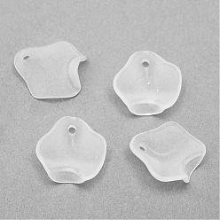 Creamy White Transparent Acrylic Charms, Frosted, Leaf, Creamy White, 14.5x14x1mm, Hole: 1.5mm, about 2083pcs/500g