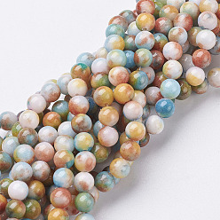 Colorful Jade Beads Strands, Natural White Jade, Dyed, Round, Colorful, 4mm, Hole: 1mm, about 98pcs/strand, 15.7 inch