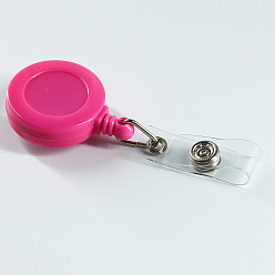 Темно-Розовый Катушка для значков из абс-пластика, выдвижной держатель для бейджа, с платиновой железной невидимкой, плоско-круглые, темно-розовыми, 86x32x16 мм