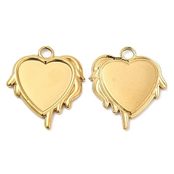 Real 18K Gold Plated 304 Stainless Steel Pendant Cabochon Settings, Melting Heart, Real 18K Gold Plated, Tray: 14x13mm, 21.5x19.5x2mm, Hole: 3mm