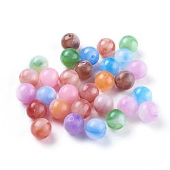 Mixed Color Acrylic Imitation Jade Beads, Round, Mixed Color, 11.5x11mm, Hole: 2mm, about 520pcs/500g