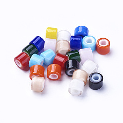 Colorful Handmade Lampwork Beads, Column, Mixed Color, 7.5~8x6~6.5mm, Hole: 3mm