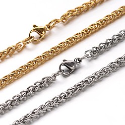 Mixed Color 304 Stainless Steel Wheat Chain Necklaces, with Lobster Clasps, Mixed Color, 23.7 inch(60.2cm), 1x3x5mm