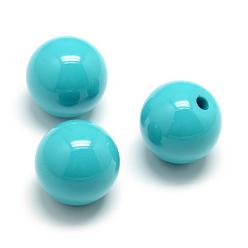 Dark Turquoise Opaque Acrylic Beads, Half Drilled Beads, Round, Dark Turquoise, 21~22mm, Half Hole: 3mm