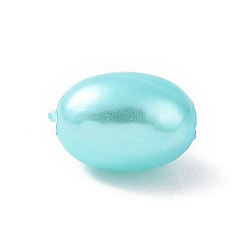 Turquesa Cuentas de perlas de imitación de plástico abs, oval, turquesa, 11x7.5 mm, agujero: 1.6 mm, Sobre 1724 unidades / 500 g