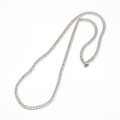 Stainless Steel Color 304 Stainless Steel Curb Chain/Twisted Chain Necklace Making, with Lobster Claw Clasps, Stainless Steel Color, 17 inch~18 inch(43.2cm~45.7cm), 4mm